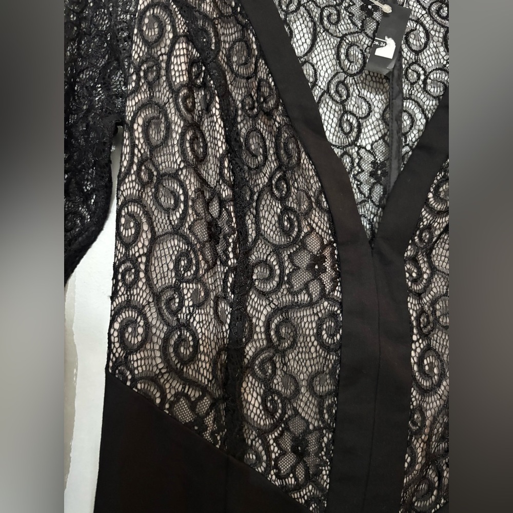Antonio Berardi Women Black Sheer Back Long Sleeve Dress Size 38 - Picture 5 of 13